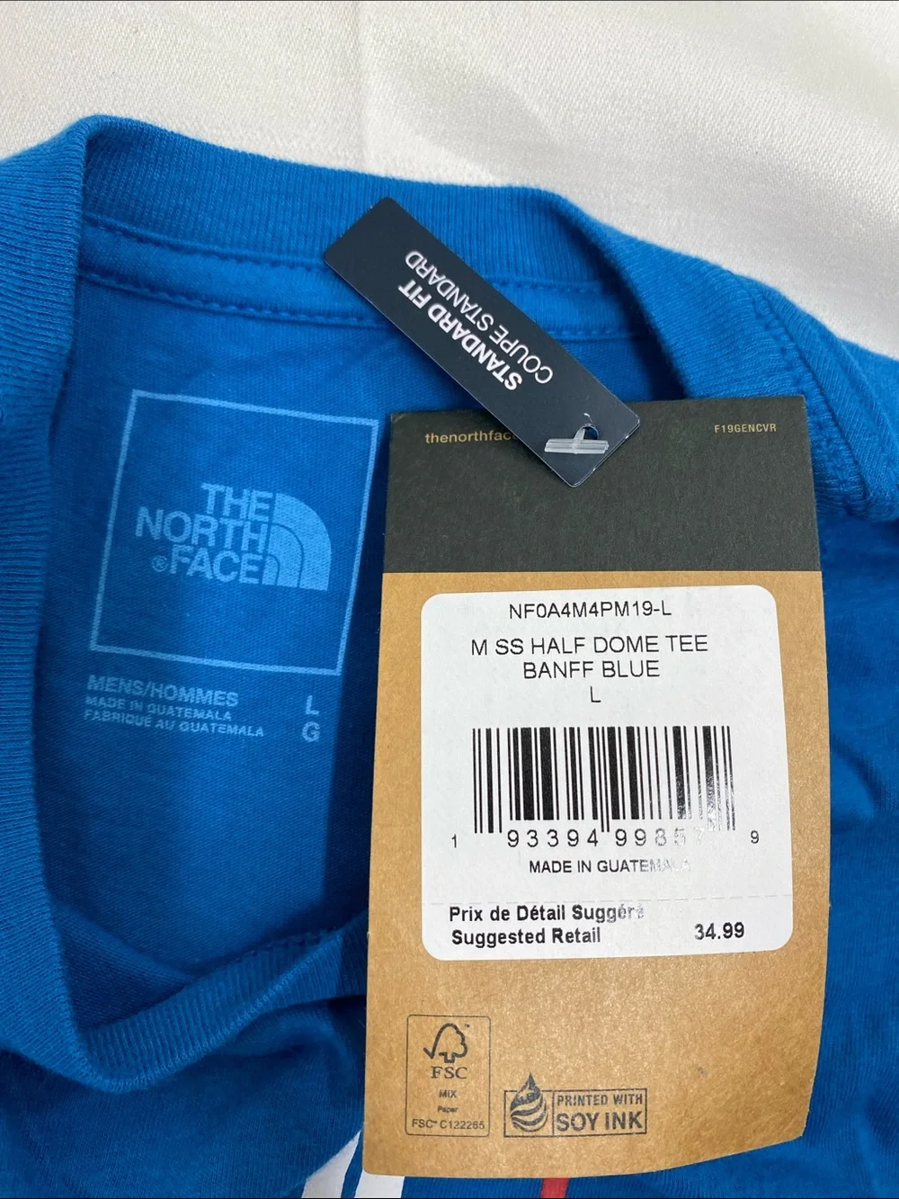 The North Face Men's Banff Blue Half Dome Short-Sleeve Logo Tee Size L NEW